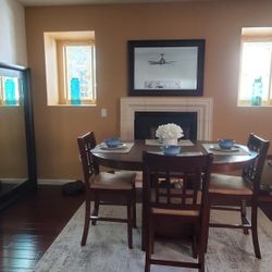 Counter Height 5-Piece Round Dining Set w/ 4 Great Chairs