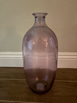 tall, purple recycled glass bottle vase with a rounded body made in Spain