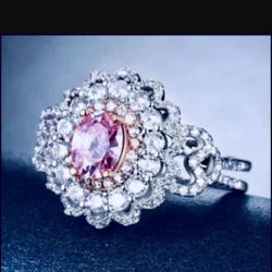 *VALENTINES DAY SALE* Sapphire Pink Crystal Ring Size 10  *See Other 800 Items *