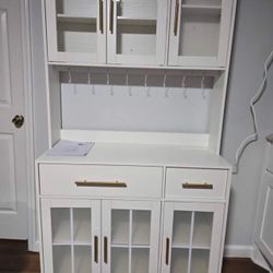 Kitchen Pantry Storage Cabinet 71 Inch Kitchen Buffet 2 Drawer Acrylic Glass Doors Storage With Glas