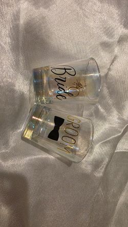 Bride and groom shot glasses