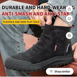 Men's Steel Toe Safety Boots,Non Slip Ankle Protection Safety Shoes,Puncture-Resistant Work Shoes for Factory|Construction|hikingl Outdoor,Black