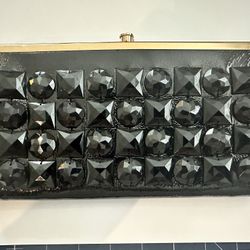ARE HOBO International Black Patent Leather Jeweled Lauren Wallet