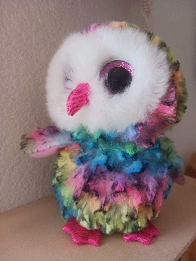 TY BEANIE Boos Owen The Rainbow Owl Plush 6 Inch 