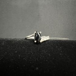 Black Almond Marquise Ring .925 Sterling Silver