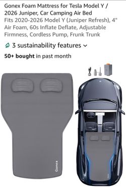 Foam Mattress for Tesla Model Y / 2026 Juniper, Car Camping Air Bed
Fits 2020-2026 Model Y