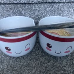 Two (2) New Ramen Bowls with Chopsticks