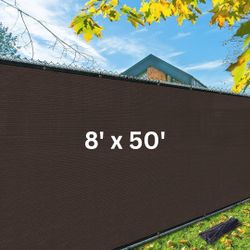 New, 8 x 50 FT Privacy Screen Fence, Outdoor Fencing Panels, Brown