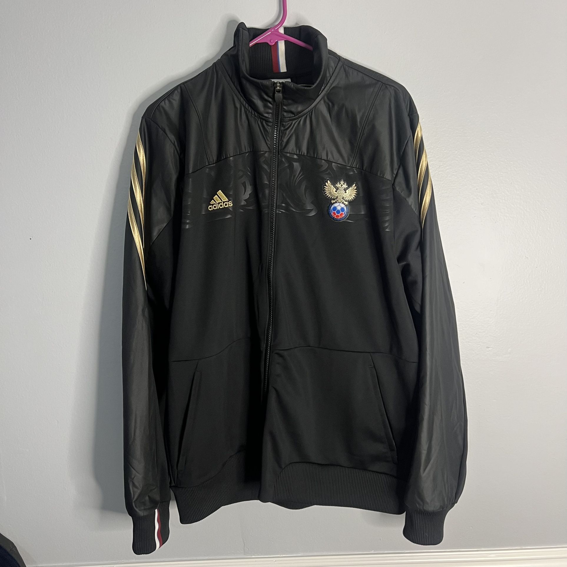 Russia Track Jacket Mens Large Black Adidas 2011 2012 Football