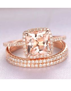 925 Sterling Silver Stamped Square Cut 3-piece ring