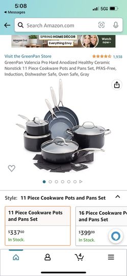 GreenPan Valencia Pro Hard Anodized Healthy Ceramic Nonstick 11 Piece  Cookware Pots and Pans Set, PFAS-Free, Induction, Dishwasher Safe, Oven  Safe