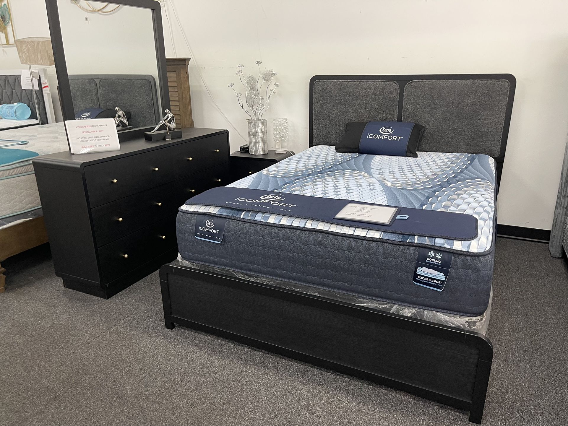 BEDROOM SET FLOOR MODEL DISPLAY 4 Pcs $699