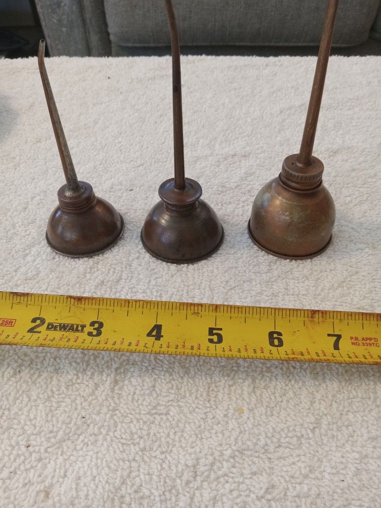 3 Vintage Small Oiler Oil Cans