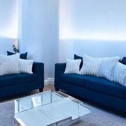 Sofa & Loveseat Navy Blue 