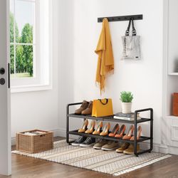 2 Tier Metal Heavy Duty Expandable Shoe Rack Organizer Stand Holder for Garage Entryway New Condition 
