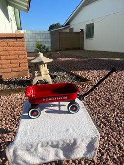 VINTAGE Nordstrom Radio Flyer Miniature Red Metal Wagon 12.5" RARE Promo Display EXCELLENT retro decor