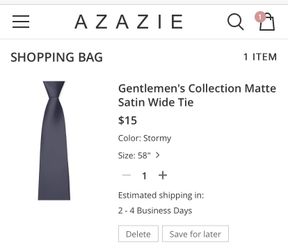 Men’s tie Azazie Groomsmen color Stormy 58”