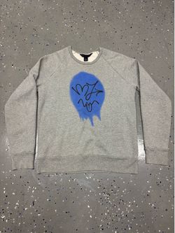 Marc By Marc Jacobs Gray Crewneck Sweatshirt Blue Graffiti Tag Print Men's L