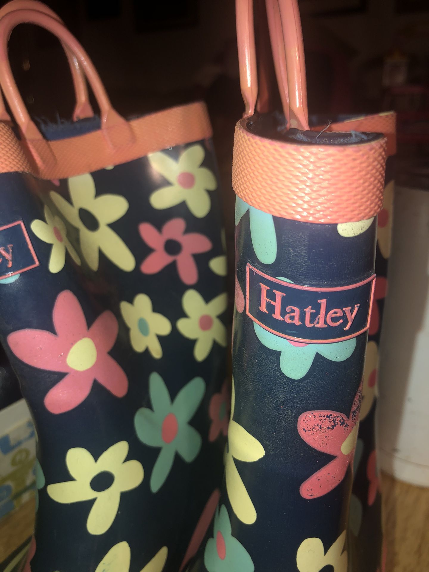 Harley Girls Spring flowers Pull On Rain Boots Size 12