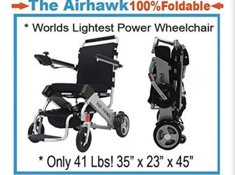 Air Hawk Foldable Lightweight Power Wheelchair - 41 lbs