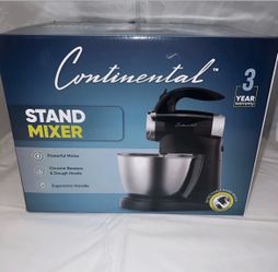 Continental 2-in-1 Stand Mixer & Detachable Hand Mixer 6-Speed 3qt Bowl Chrome