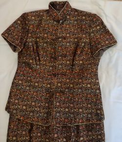 Two-piece Red Print Silk Suit From Beijing, China