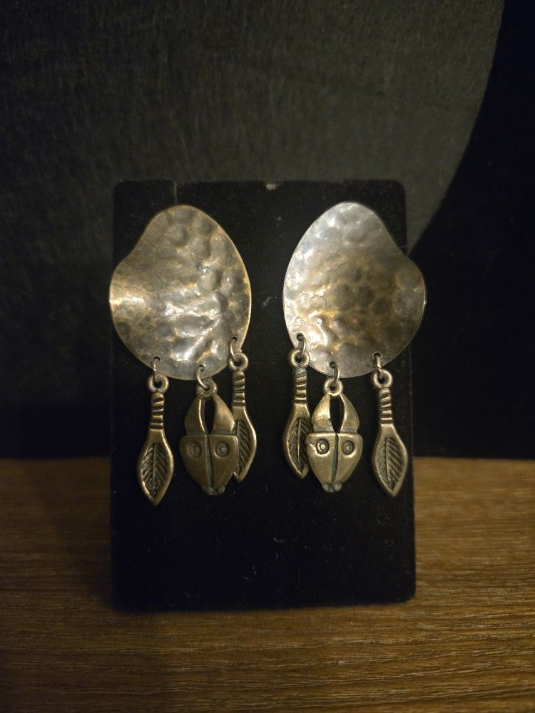Brass Clear Coated Dangle Earrings 