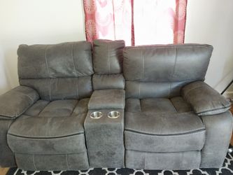 Power Console Loveseat in Steel Gray