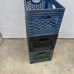 3 used plastic milk crates $7 each