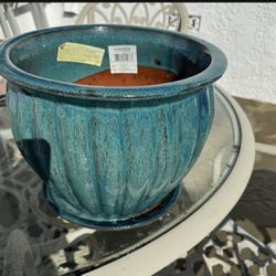 Teal Ceramic Pot 