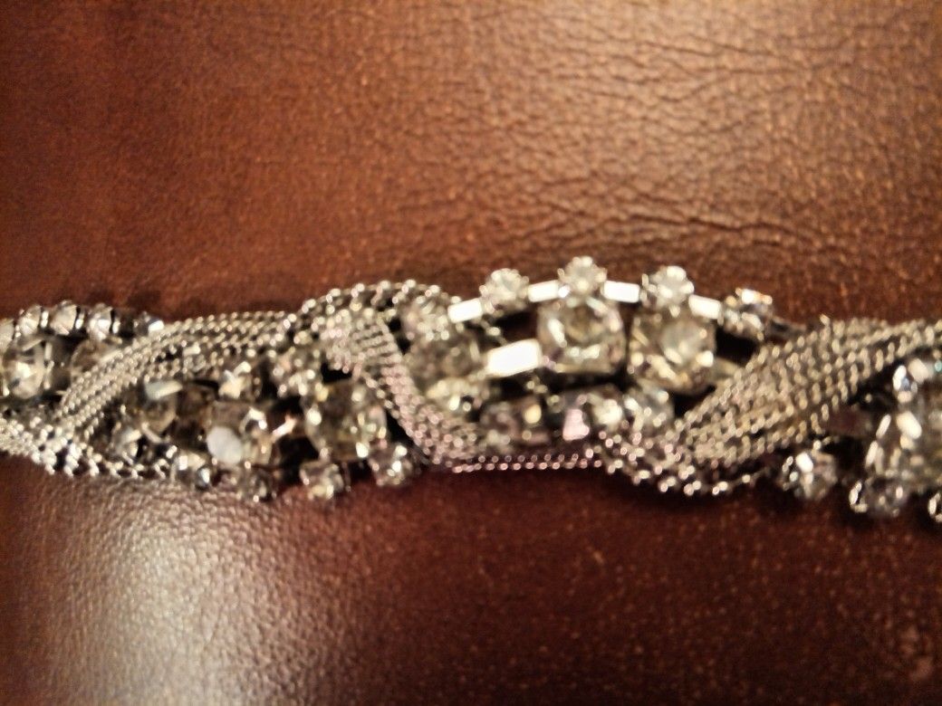 Braid Crystal Mesh Chain Sash