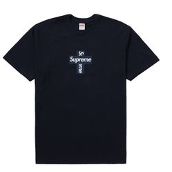 Supreme ‘Navy’ Cross Box Logo Tee Size Medium