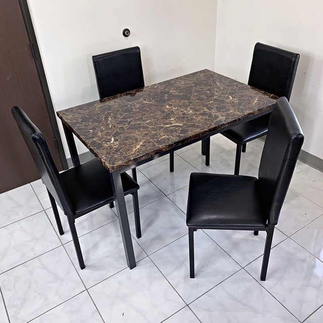 New $260 Faux Marble Dining Set for Small Spaces Kitchen Home Furniture (Table 48x30x30”, Chair 17x16x38”) 
