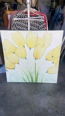 Yellow Tulips Canvas Wall Art – Signed Olson