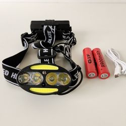 USB Rechargeable COB LED Headlamp Motion Sensor 7Mode 18650 Headlight Torch Lamp
