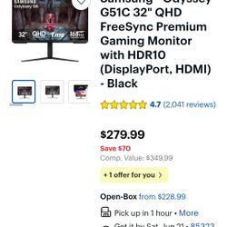Samsung - Odyssey G51C 32" QHD FreeSync Premium Gaming Monitor
