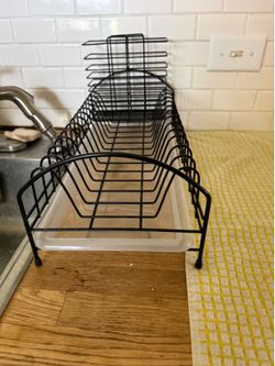 Narrow Dish Drying Rack with Drain Tray & Utensil Holder