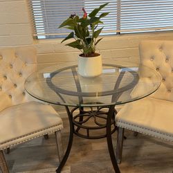 Dining Table Set with 2 Tufted Chairs – $150 OBO