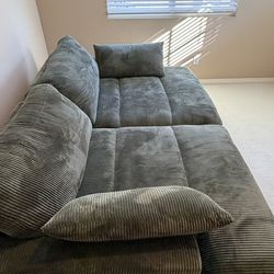 Green Corduroy Sofa living area