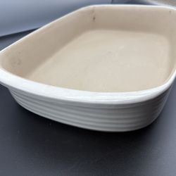 Pampered  Chef Rectangle Baker Casserole Stoneware White Used Good Condition