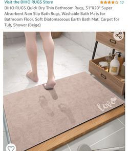 Brand NEW Quick Dry Thin Bathroom Rugs, 31"X20