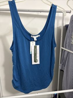 NWT Threads 4 Thoughts Blue Tank Rouched Rounded Hem Small