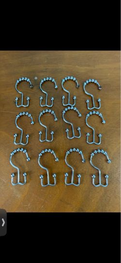Chrome Double Glide Shower Curtain Hooks Set of 12