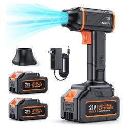 Electric Compressed Air Duster - 333,000 RPM Rechargeable Cordless Air Blower with Brushless Motor - 2 Batteries & Charger - Replaces Canned Air - for