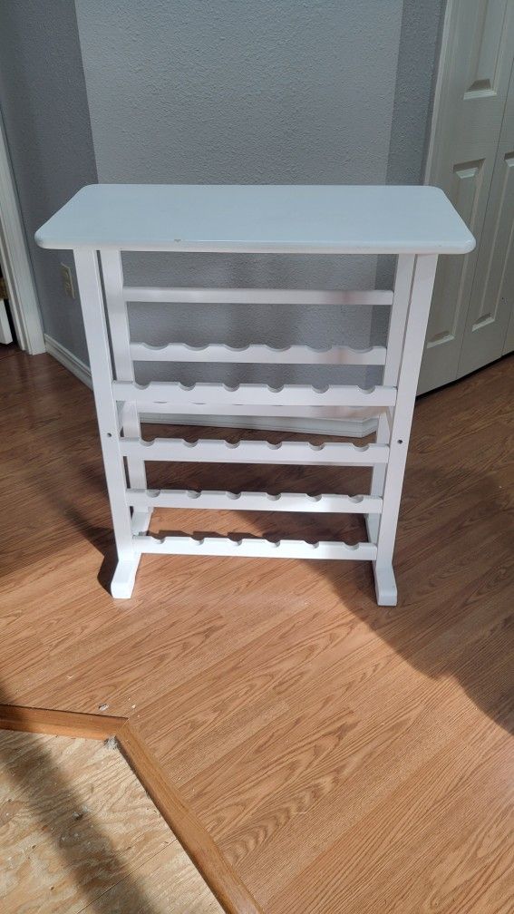 White Wine Rack With Glass Storage