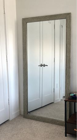 Rustic 66” x 32” Full-Length Floor Mirror – Gray Frame