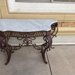 Antique marble iron sofa table