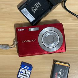 Nikon Coolpix S200 Red Digital Camera Tested Works