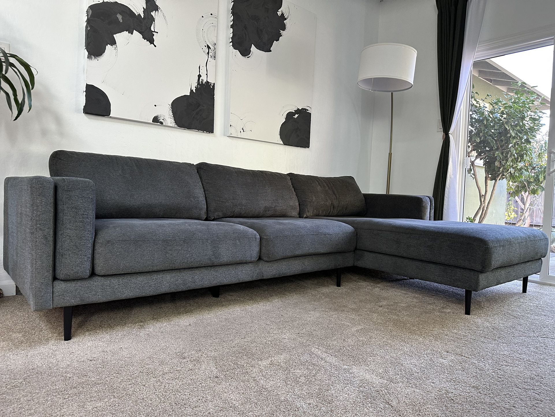 Livingspace Modern Sectional Sofa Couch Grey 