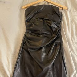 Strapless Mini Leather Dress 
